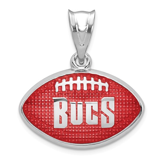 Sterling Silver Tampa Bay Buccaneers Enameled Football Pendant Sterling Silver Tampa Bay Buccaneers Enameled Football Pendant